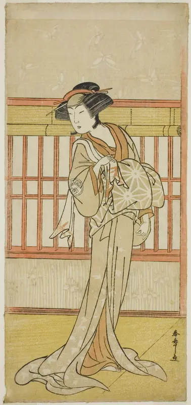 The Actor Osagawa Tsuneyo II as the Courtesan Miyagino (?) in the Play Go Taiheiki Shiraishi-banashi (?), Performed at the Morita Theater in the Fourth Month, 1780 (?) Wall Art by Katsukawa Shunsho - High-Resolution Digital Print