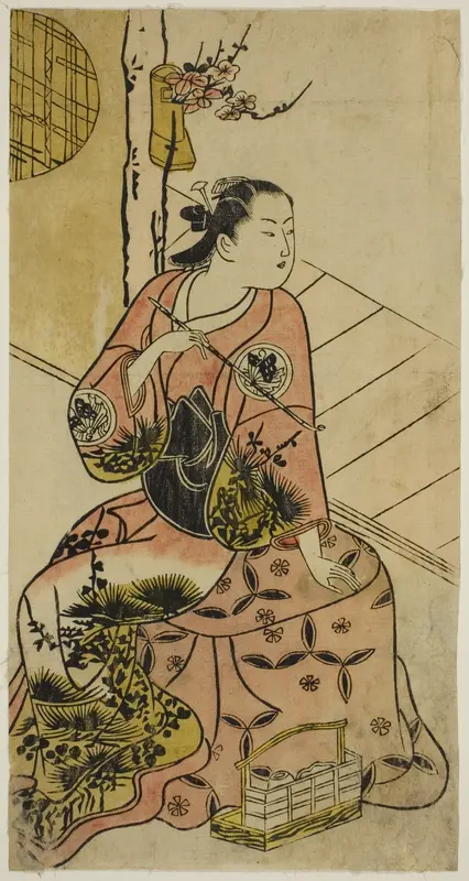 The Actor Sanjo Kantaro holding a pipe Wall Art by Torii Kiyonobu I - High-Resolution Digital Print