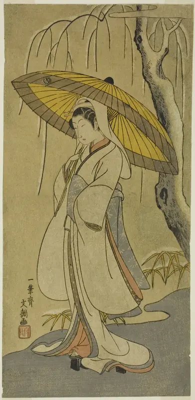 The Actor Segawa Kikunojo II as the Heron Maiden in the play "Cotton Wadding of Izu Protecting the Matrimonial Chrysanthemums (Myoto-giku Izu no Kisewata)," performed at the Ichimura Theater from the first day of the eleventh month, 1770