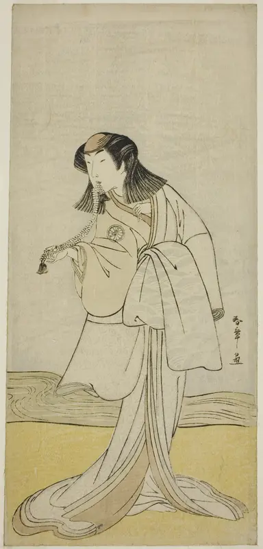 The Actor Segawa Kikunojo III as Miura no Katagai Disuigsed as the Nun Narukami, in the Play Ume-goyomi Akebono Soga, Performed at the Ichimura Theater in the Second Month, 1780 Wall Art by Katsukawa Shunsho - High-Resolution Digital Print