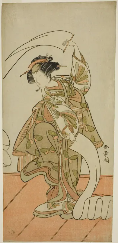 The Actor Segawa Kikunojo III as the Courtesan Kisegawa in a "Nuno Sarashi" Dance, in the Play Hana-zumo Genji Hiiki, Performed at the Nakamura Theater in the Eleventh Month, 1775