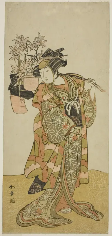 The Actor Yamashita Kinsaku II as Odai, an Eboshi (Hat) Seller, in the Play Hana-zumo Genji Hiiki, Performed at the Nakamura Theater in the Eleventh Month, 1775 Wall Art by Katsukawa Shunsho - High-Resolution Digital Print