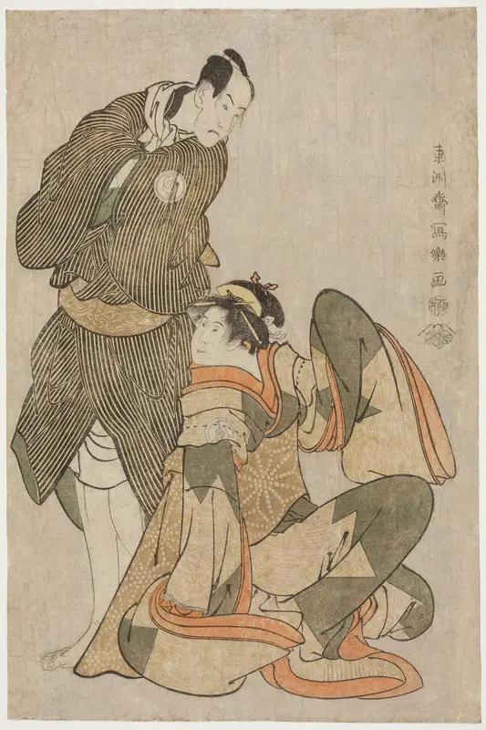The actors Iwai Hanshiro IV (R) as Ohan of the Shinanoya and Bando Hikosaburo III (L) as Obiya Choemon