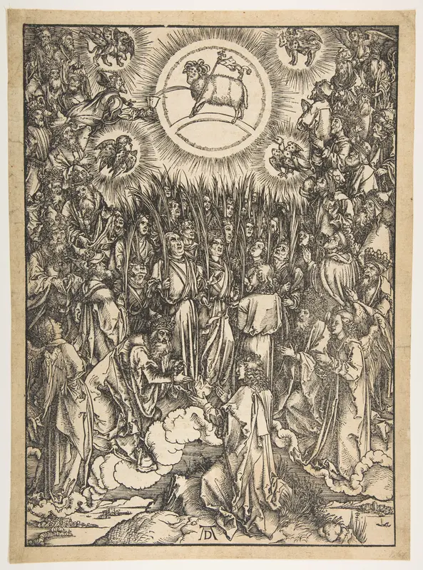 The Adoration of the Lamb, from "The Apocalypse", Latin Edition Wall Art by Albrecht Dürer - High-Resolution Digital Print