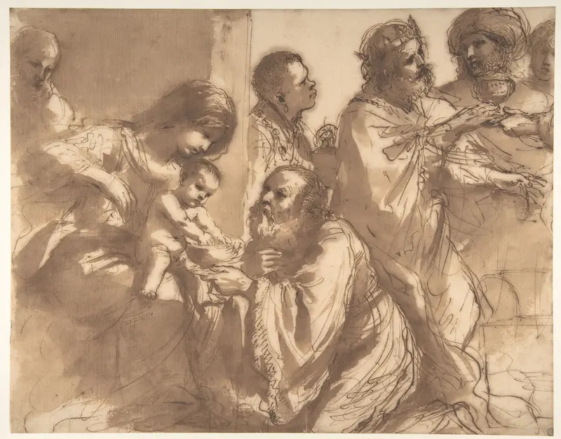 The Adoration of the Magi Wall Art by Guercino (Giovanni Francesco Barbieri) - High-Resolution Digital Print