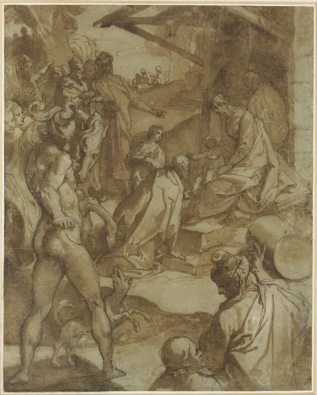 The Adoration of the Magi Wall Art by Raffaellino da Reggio (Raffaello Motta) - High-Resolution Digital Print