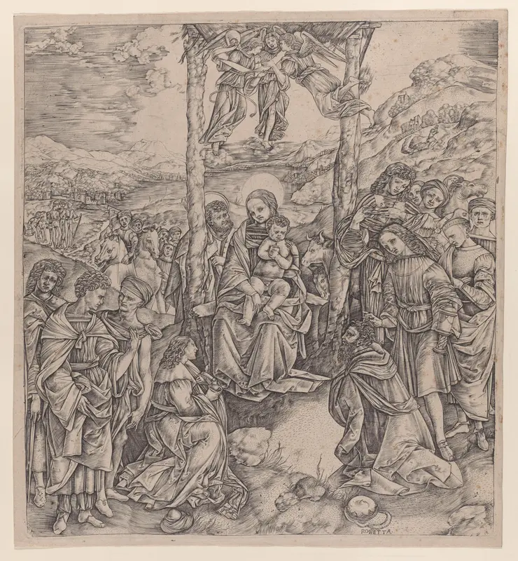 The Adoration of the Magi, after Filippino Lippi Wall Art by Cristofano di Michele Martini (Il Robetta) - High-Resolution Digital Print
