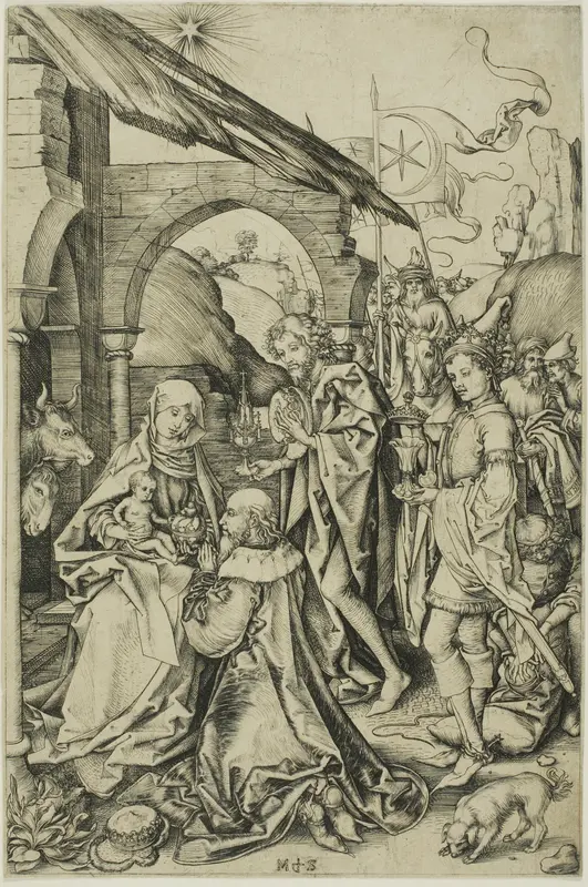 The Adoration of the Magi, from The Life of Christ Wall Art by Martin Schongauer - High-Resolution Digital Print