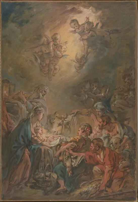 The Adoration of the Shepherds Wall Art by François Boucher - High-Resolution Digital Print