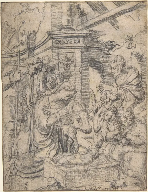 The Adoration of the Shepherds Wall Art by Aertgen Claesz. van Leyden - High-Resolution Digital Print