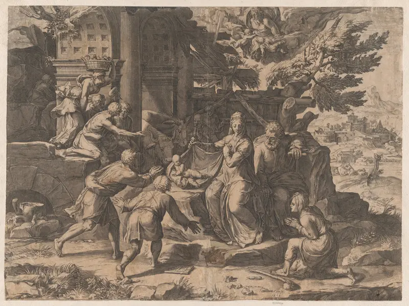 The Adoration of the Shepherds Wall Art by Cornelis Cort - High-Resolution Digital Print