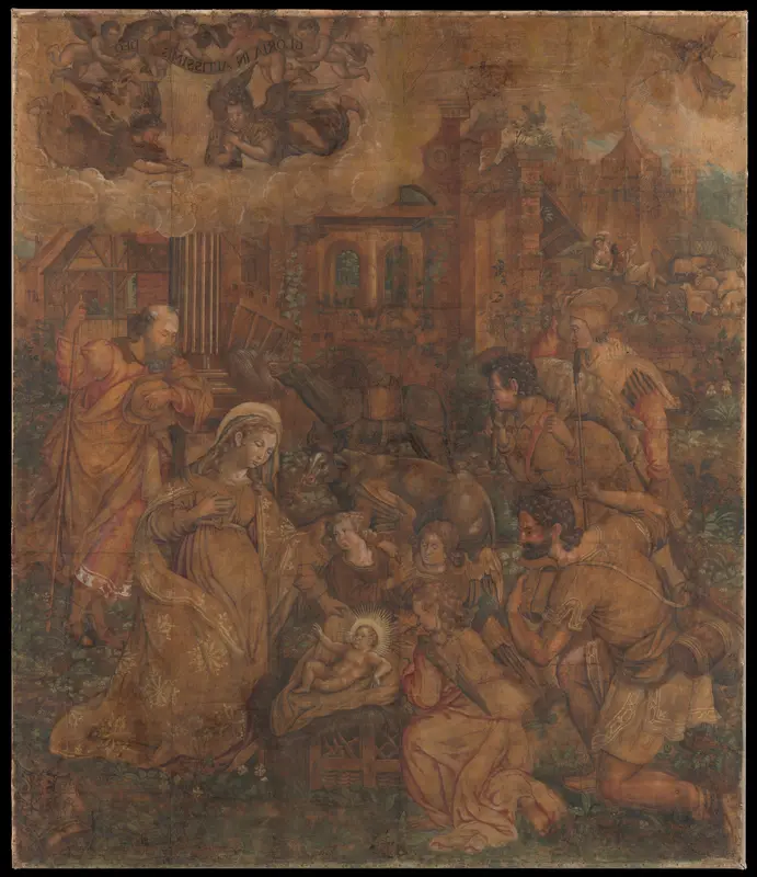 The Adoration of the Shepherds (Cartoon) Wall Art by Anonymous, Netherlandish, 16th century - High-Resolution Digital Print