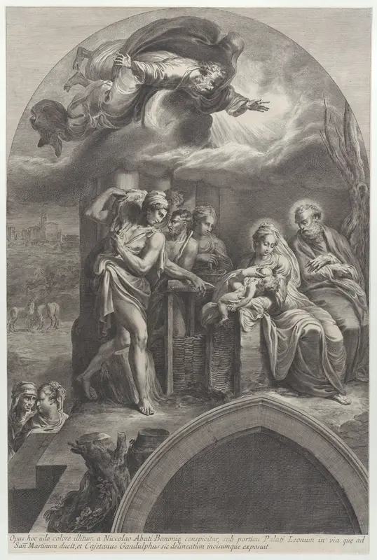 The Adoration of the Shepherds, with God the Father overhead Wall Art by Gaetano Gandolfi - High-Resolution Digital Print