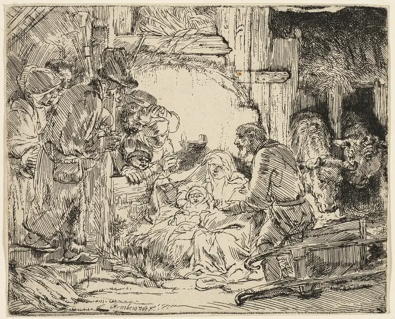 The Adoration of the Shepherds: With the Lamp Wall Art by Rembrandt van Rijn - High-Resolution Digital Print