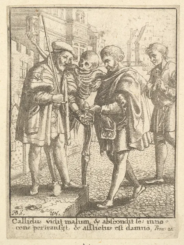 The Advocate and Death, from "Dance of Death" Wall Art by Wenceslaus Hollar - High-Resolution Digital Print
