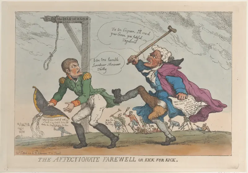The Affectionate Farewell, or Kick for Kick Wall Art by Thomas Rowlandson - High-Resolution Digital Print