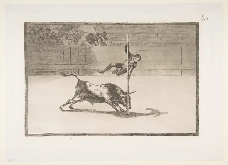 The agility and audacity of Juanito Apiñani in [the ring] at Madrid, plate 20 from "La Tauromaquia"