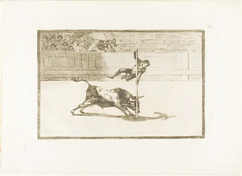 The Agility and Audacity of Juanito Apinani in the ring at Madrid, plate 20 from The Art of Bullfighting