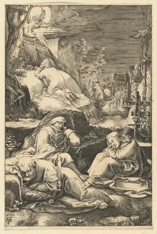 The Agony in the Garden, from "The Passion of Christ" Wall Art by Abraham Hogenberg - High-Resolution Digital Print