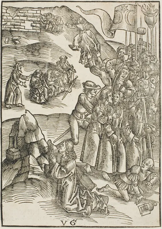 The Agony in the Gardens and Christ's Arrest, plate ten from Passio domini nostri Jesu Christi Wall Art by Urs Graf, the Elder - High-Resolution Digital Print