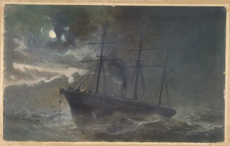 The Albany Buoying a Bight of the Cable of 1865 on the Night of August 26th, 1866 Wall Art by Robert Charles Dudley - High-Resolution Digital Print