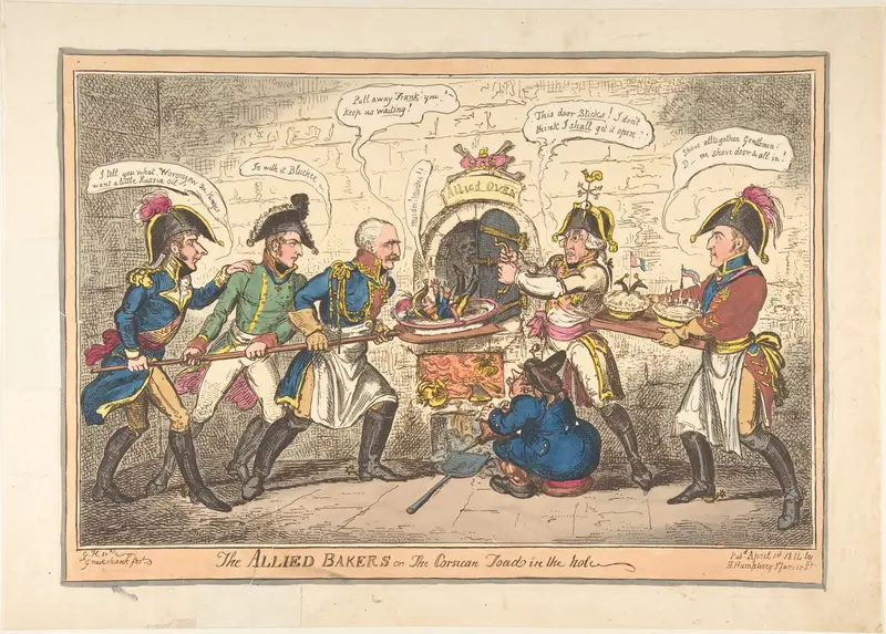 The Allied Bakers or the Corsican Toad in the Hole Wall Art by George Cruikshank - High-Resolution Digital Print