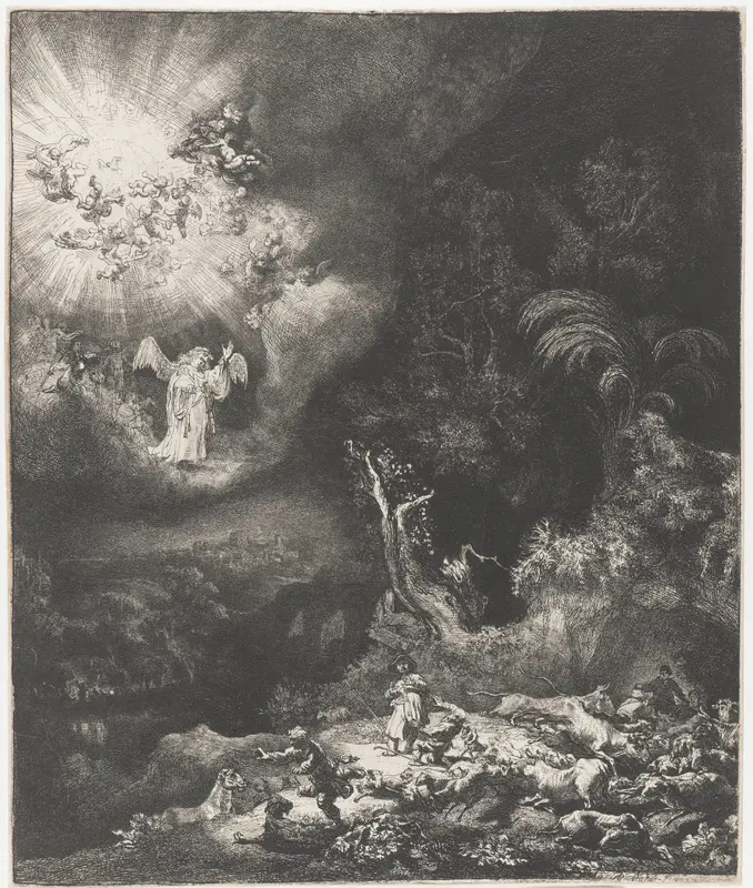 The angel appearing to the shepherds Wall Art by Unknown - High-Resolution Digital Print
