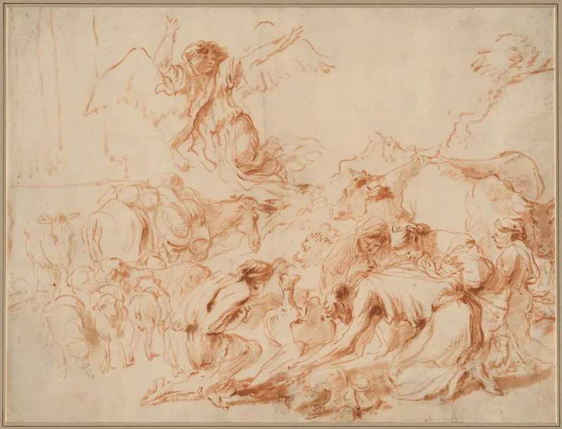 The Angel Departing from the Family of Tobit (?) Wall Art by Giovanni Benedetto Castiglione - High-Resolution Digital Print