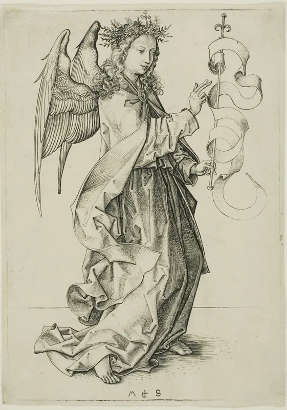 The Angel of the Annunciation Wall Art by Martin Schongauer - High-Resolution Digital Print