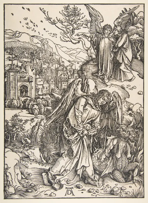 The Angel with the Key to Bottomless Pit Wall Art by Albrecht Dürer - High-Resolution Digital Print