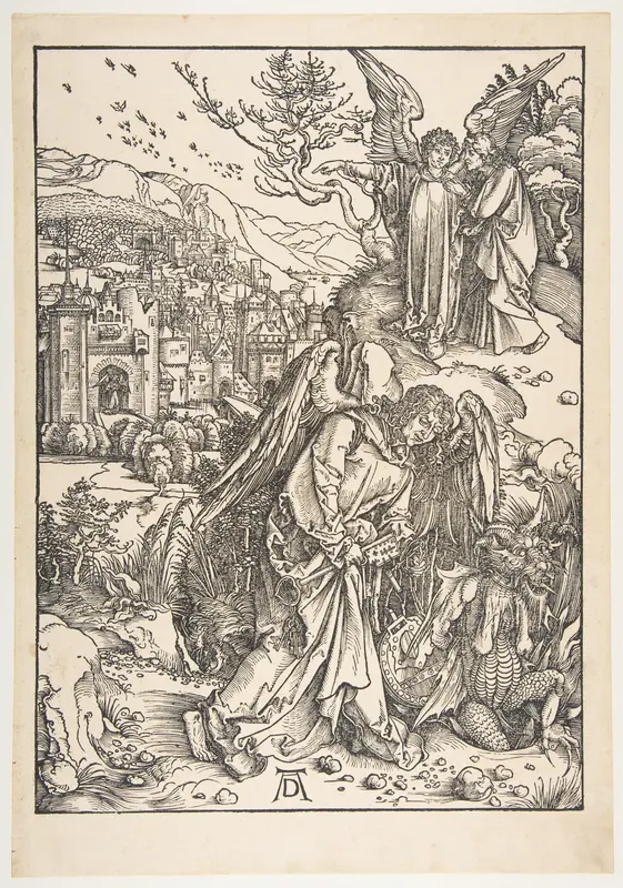The Angel with the Key to the Bottomless Pit, from "The Apocalypse" Wall Art by Albrecht Dürer - High-Resolution Digital Print