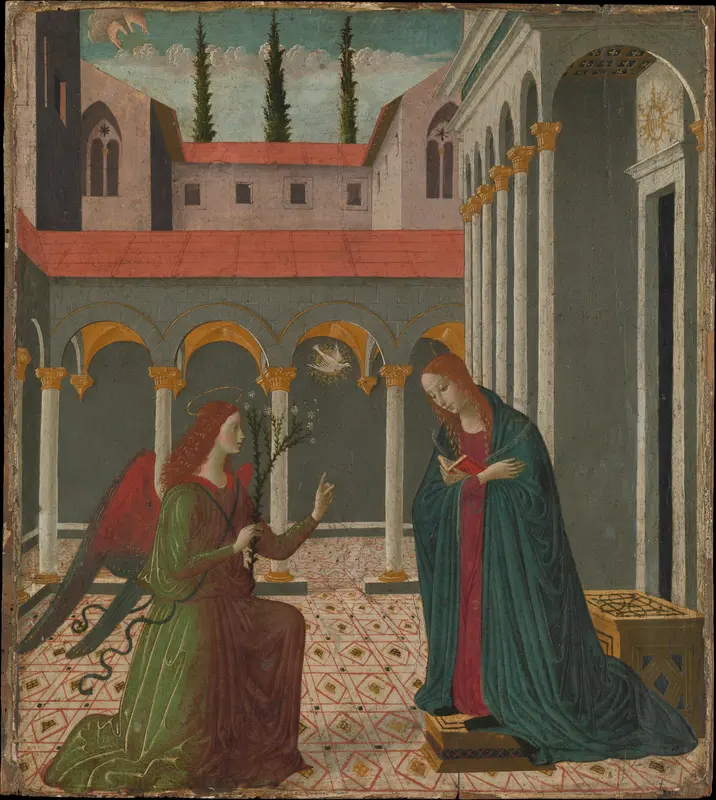 The Annunciation Wall Art by Maestro Esiguo (possibly Alesso di Benozzo, Italian, Pisa 1473–1528 Florence) - High-Resolution Digital Print