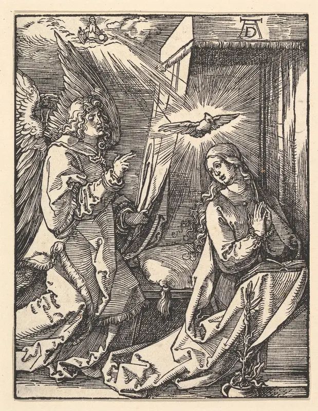 The Annunciation, from "The Small Passion" Wall Art by Albrecht Dürer - High-Resolution Digital Print