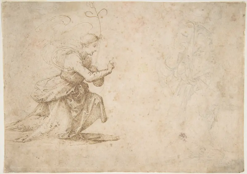 The Annunciation (recto); Faint View of Buildings (verso) Wall Art by Fra Bartolomeo (Bartolomeo di Paolo del Fattorino) - High-Resolution Digital Print
