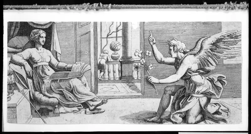 The Annunciation with Kneeling Angel Wall Art by Enea Vico - High-Resolution Digital Print