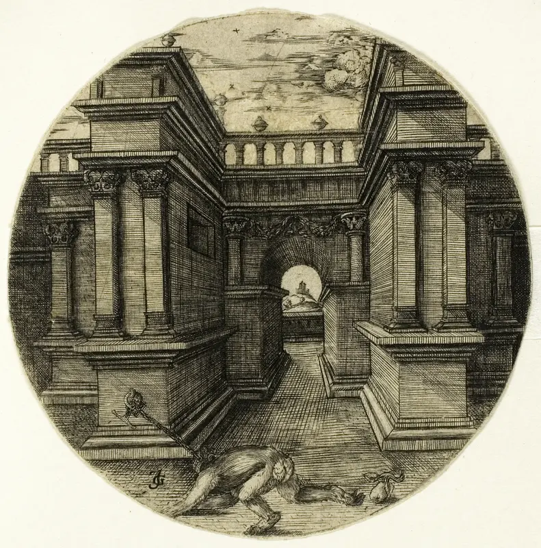The Ape Tied in a Courtyard