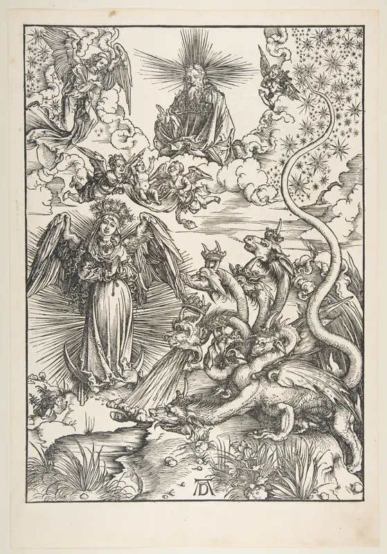 The Apocalyptic Woman, from "The Apocalypse" Wall Art by Albrecht Dürer - High-Resolution Digital Print
