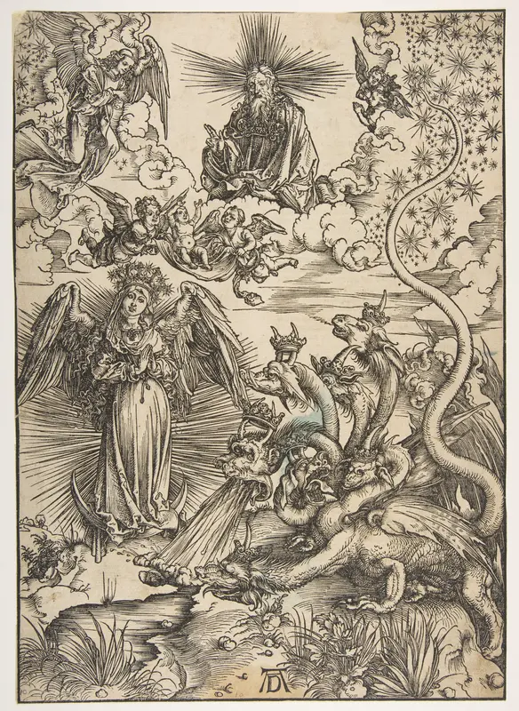 The Apocalyptic Woman, from "The Apocalypse", Latin Edition Wall Art by Albrecht Dürer - High-Resolution Digital Print