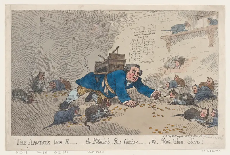 The Apostate Jack Robinson, The Political Rat Catcher–N.B. Rats Taken Alive! Wall Art by Thomas Rowlandson - High-Resolution Digital Print