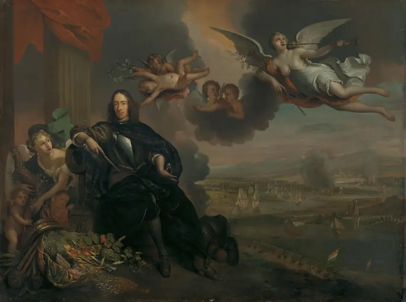 The Apotheosis of Cornelis de Witt, with the Dutch Raid on the Medway in the background Wall Art by Unknown - High-Resolution Digital Print