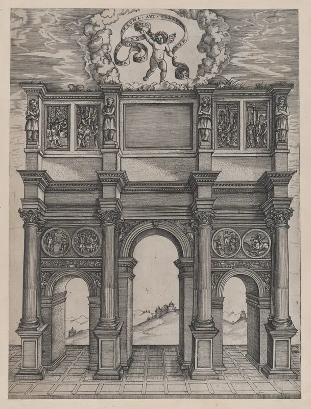 The Arch of Constantine, Rome, from "Speculum Romanae Magnificentiae"