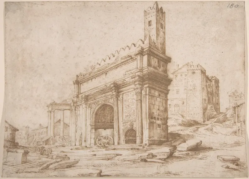 The Arch of Septimius Severus Seen from the East Wall Art by Jan Brueghel the Elder - High-Resolution Digital Print