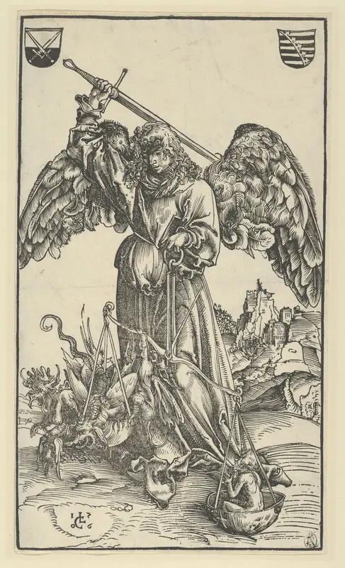 The Archangel Michael Weighing a Soul Wall Art by Lucas Cranach the Elder - High-Resolution Digital Print