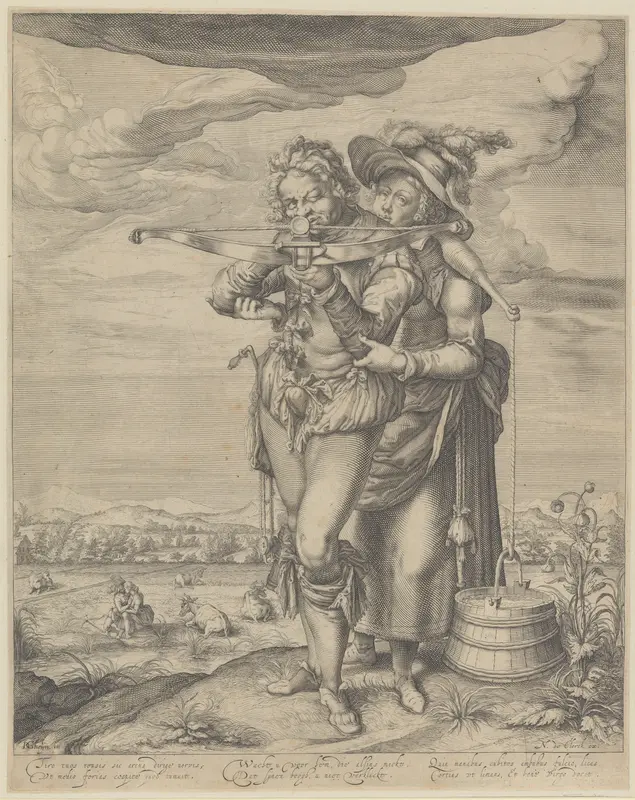 The Archer and the Milkmaid Wall Art by Jacques de Gheyn II - High-Resolution Digital Print