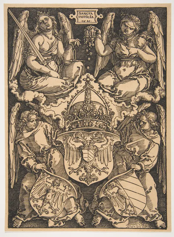 The Arms of the Holy Roman Empire and of the City of Nuremberg Wall Art by Albrecht Dürer - High-Resolution Digital Print