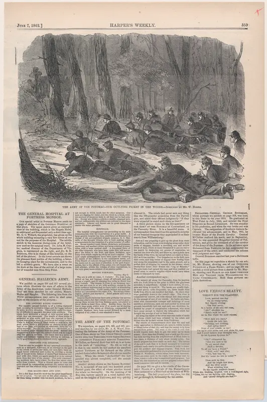 The Army of the Potomac – Our Outlying Picket in the Woods (from "Harper's Weekly," Vol. VI) Wall Art by Winslow Homer - High-Resolution Digital Print