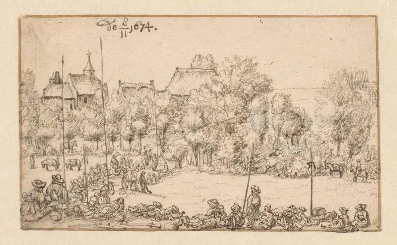 The Army of Willem III Resting in a Landscape Wall Art by Unknown - High-Resolution Digital Print