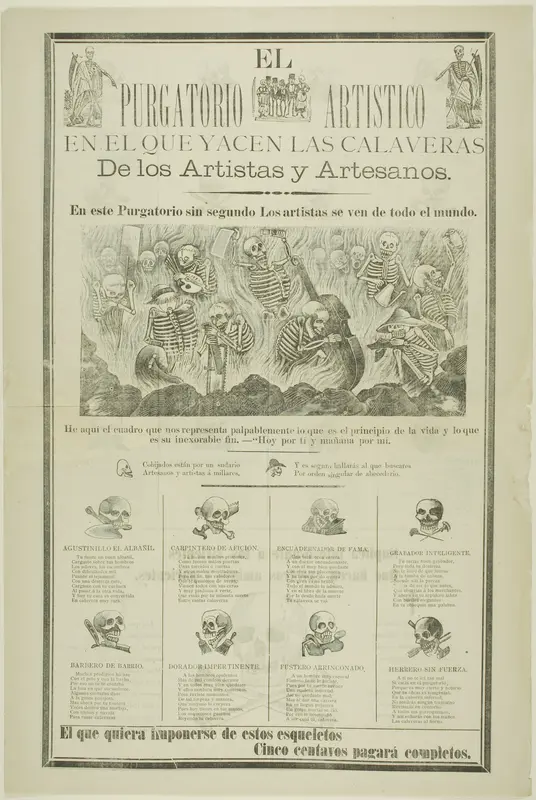 The Artistic Purgatory, Wherein Sprawl the Calaveras of Artists and Artisans Wall Art by José Guadalupe Posada - High-Resolution Digital Print