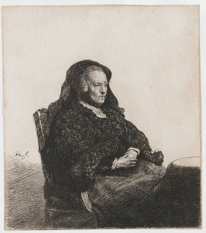 The artist's mother seated at a table, looking right: three quarter length Wall Art by Unknown - High-Resolution Digital Print