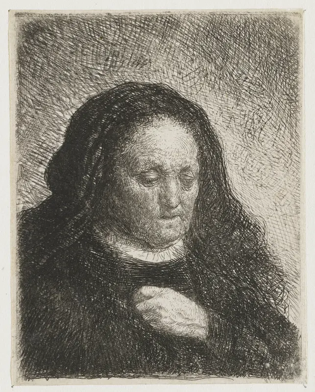 The artist's mother with her hand on her chest Wall Art by Unknown - High-Resolution Digital Print